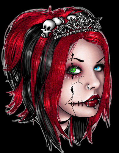 Gif animé gothique femme cicatrice